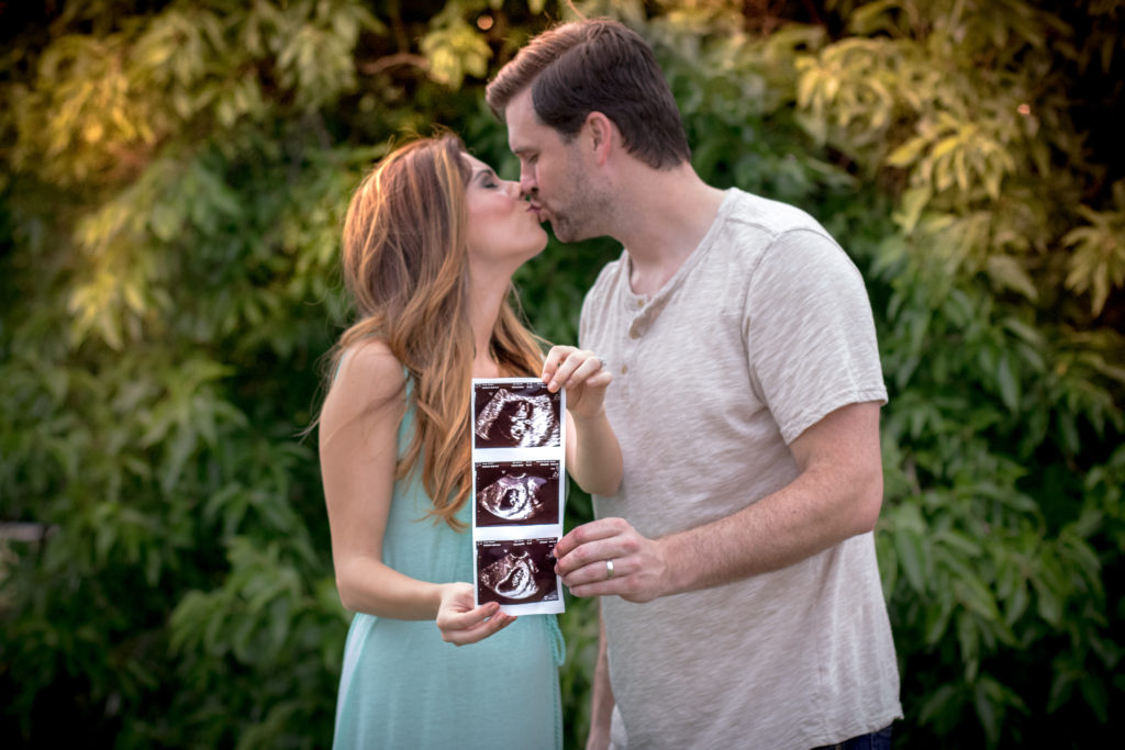 Baby Announcement Sunset Kiss